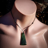 NZ Greenstone Pounamu Double Toki Pendant Necklace (N920)