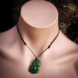 NZ Greenstone Pounamu Tiki Pendant Necklace (N930)