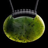 Natural NZ Jade Oval Plate Pendant Necklace (N2205)