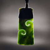 Natural Jade Double Koru Toki Pendant Necklace (N2220)