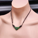 NZ Greenstone Pounamu Double Binding Arrow Head Pendant Necklace (N410)