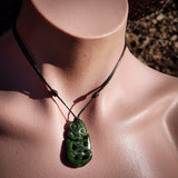 NZ Greenstone Pounamu Tiki Pendant Necklace (N1097)