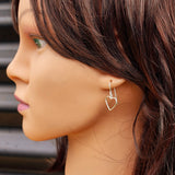 Solid 925 Sterling Silver Heart Hanging Hook Earrings