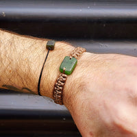 Natural Greenstone One Off Macrame Bracelet (1A3-768)