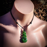 NZ Greenstone Pounamu Triple Twist Pendant Necklace (N970)
