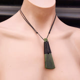 NZ Greenstone Pounamu Toki Pendant Necklace (N390)