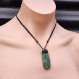 NZ Greenstone Pounamu Toki Pendant Necklace (N387)