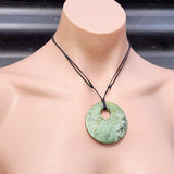 NZ Greenstone Pounamu Disk Pendant Necklace (N460)