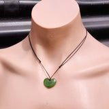NZ Greenstone Pounamu Heart Pendant Necklace (N407)