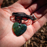 Natural Jade Heart Pendant Necklace (N1191)
