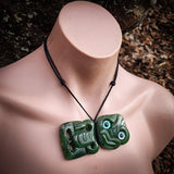 Natural Jade Side Tiki Pendant Necklace (N1130)