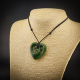 Natural Jade Triple Koru Heart Pendant Necklace (N2201)