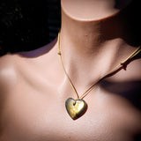 Natural Gold Labradorite Carved Heart Pendant Necklace (1BBB302)