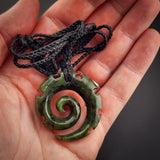 Natural Jade Notched Koru Pendant Necklace (N2123)