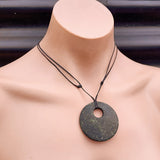NZ Greenstone Pounamu Disk Pendant Necklace (N419)