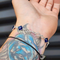 Solid Sterling Silver & Natural Blue Topaz & Sapphire Handmade Chain Bracelet
