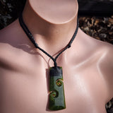 Natural Jade Double Koru Toki Pendant Necklace (N1116)