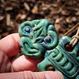 Natural Jade Hei Tiki Pendant Necklace (N1151)