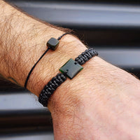 Natural Greenstone One Off Macrame Bracelet (1A3-763)