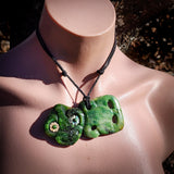 Natural Jade Side Hei Tiki Pendant Necklace (N1201)