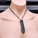 NZ Black Greenstone Pounamu Toki Pendant Necklace (N445)