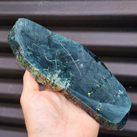871g Raw New Zealand Greenstone / Pounamu Carving Slice (R14B226)