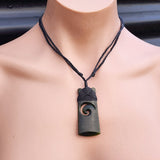 Greenstone Toki Pendant Necklace With Koru Carved Center