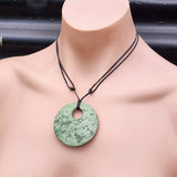 NZ Greenstone Pounamu Disk Pendant Necklace (N424)