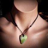 NZ Greenstone Pounamu Heart Pendant Necklace (N815)