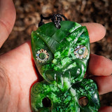 Natural Jade Hei Tiki Pendant Necklace (N1211)