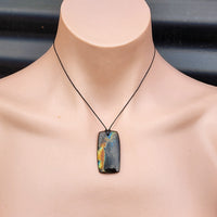Natural Labradorite Rectangle Pendant Necklace (1BBB278)