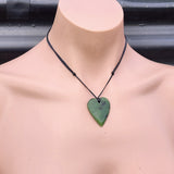 NZ Greenstone Pounamu Heart Pendant Necklace (N444)