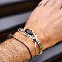 Solid Sterling Silver & Natural Black Onyx Handmade Multi Setting Bracelet