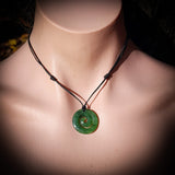 NZ Greenstone Pounamu Closed Koru Pendant Necklace (N794)