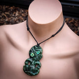 NZ Greenstone Pounamu Tiki Pendant Necklace (N940)