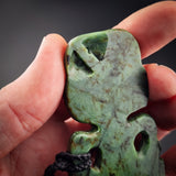 Natural Jade Hei Tiki Pendant Necklace (N2149)
