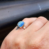 (O) Solid 925 Sterling Silver &amp; Natural Australian Opal Irregular Handmade Ring&nbsp;