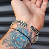 Solid Sterling Silver & Natural Labradorite Handmade Cuff Bracelet