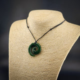 Natural Jade Notched Koru Pendant Necklace (N2310)