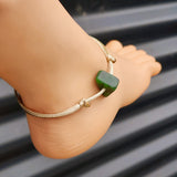 NZ Greenstone Pounamu One Off Macrame Anklet (1A3-727)