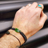 Natural Greenstone One Off Macrame Bracelet (1A3-764)