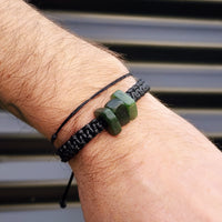 New Zealand Greenstone One Off Macrame Bracelet (1A3-750)
