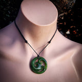 NZ Greenstone Pounamu Triple Koru Pendant Necklace (N1030)