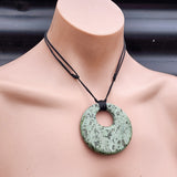 NZ Greenstone Pounamu Disk Pendant Necklace (N462)