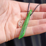 NZ Greenstone Pounamu Toki Pendant Necklace (N183)