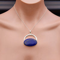 Solid Sterling Silver & Natural Lapis Lazuli Handmade Breastplate Necklace