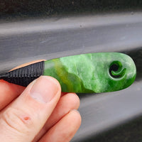 NZ Greenstone Pounamu Drop Koru Pendant Necklace (N353)