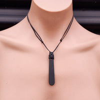 NZ Black Greenstone Pounamu Toki Pendant Necklace (N248)
