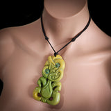 Natural Jade Hei Tiki Pendant Necklace (N2122)