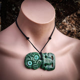 Natural Jade Side Tiki Pendant Necklace (N1132)